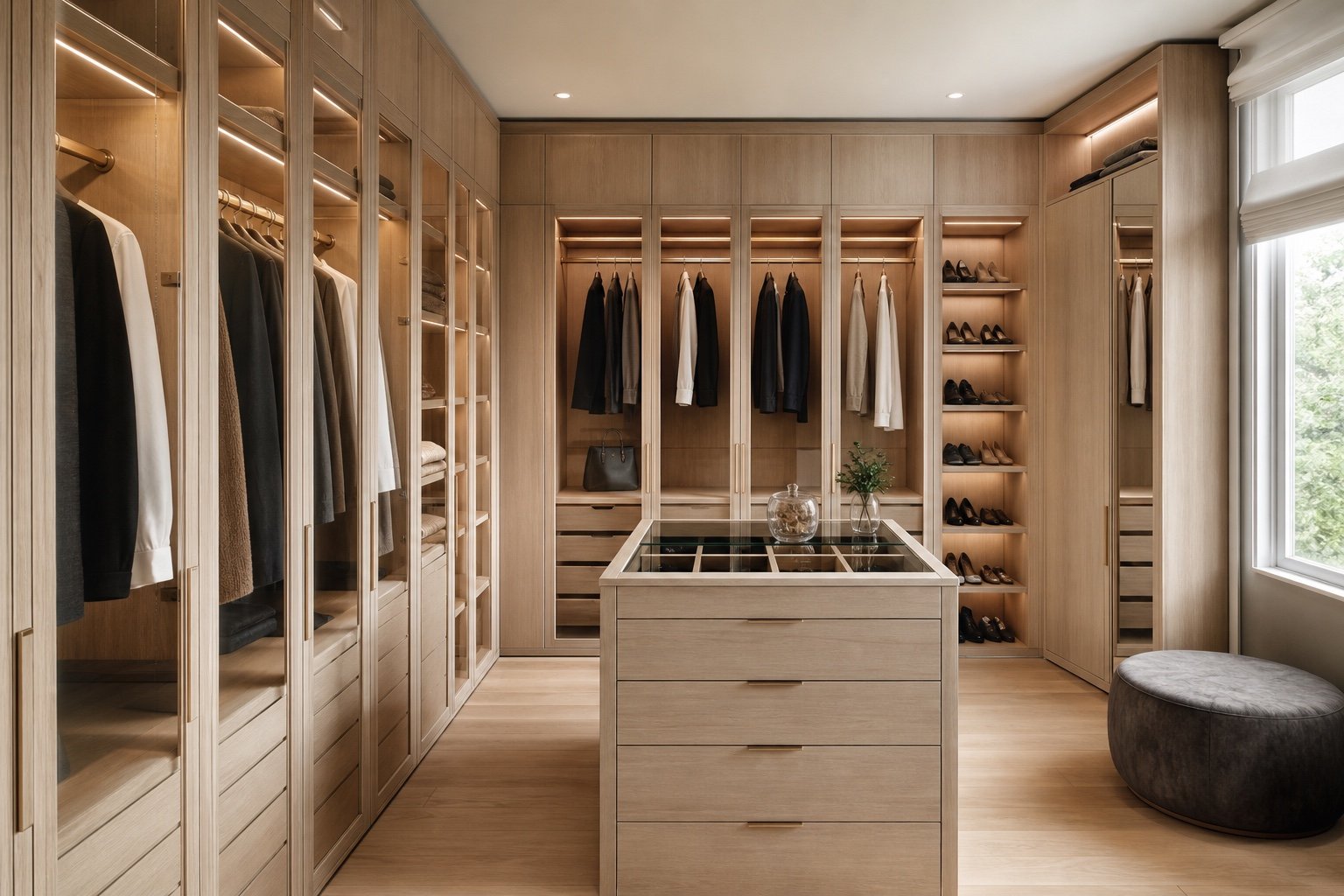 Garde-robe sur mesure en chêne clair